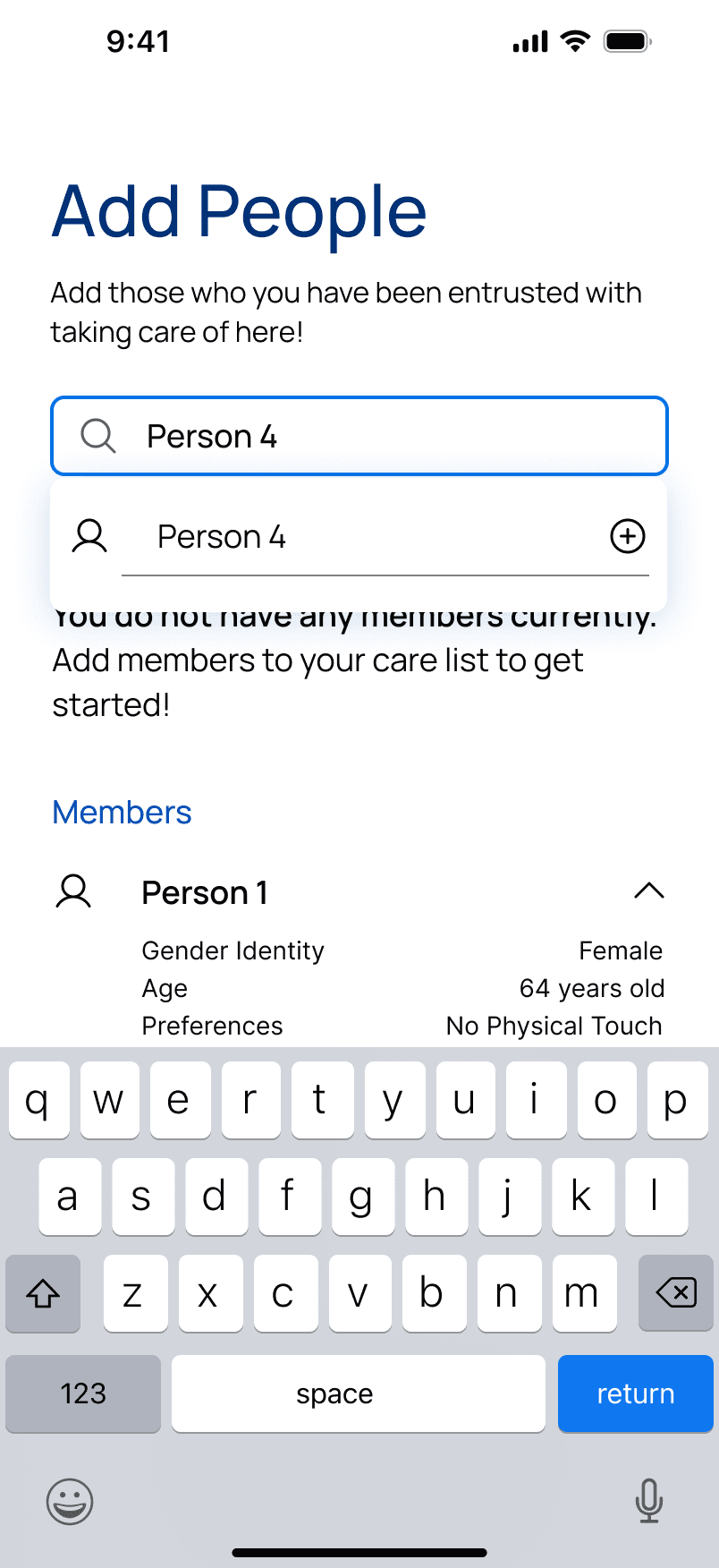 MEAD Add People search showing a person who can be requested