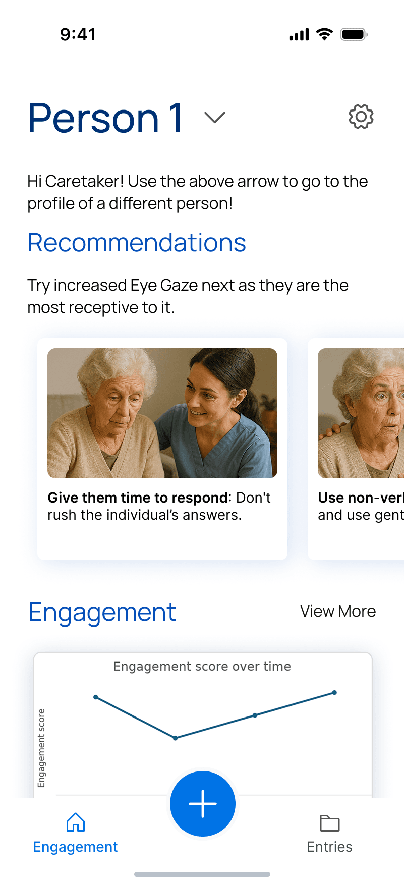 MEAD engagement overview with recommendations and an engagement trend